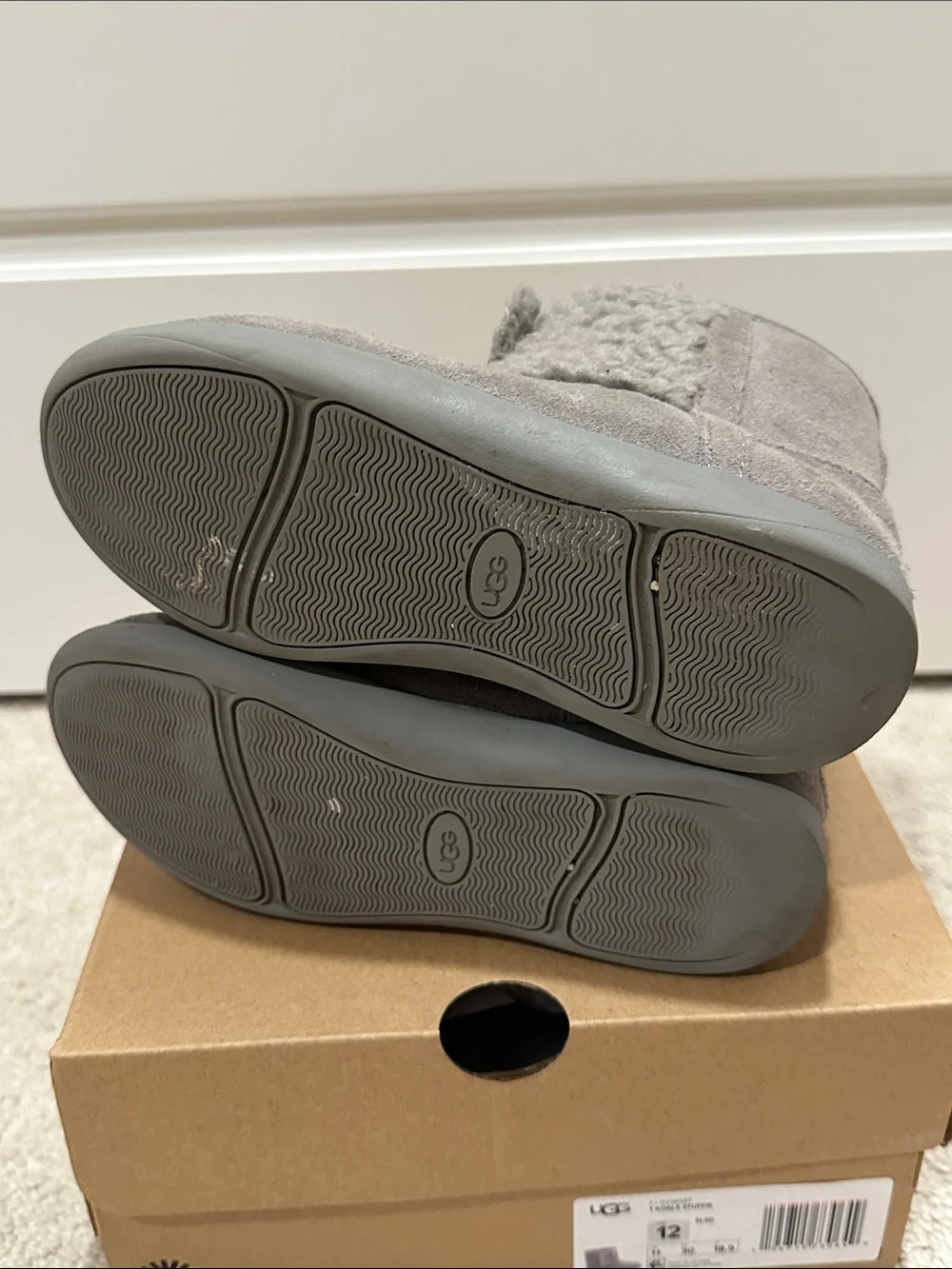 UGG Kids Gray Koala Plush-Lined One-Piece Footies